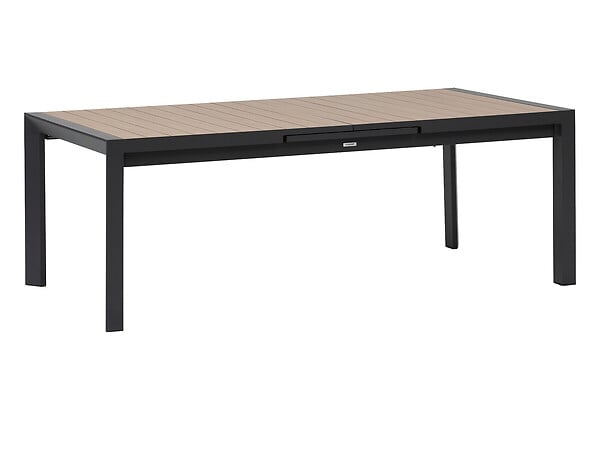 HESPERIDE - Table de jardin rectangulaire extensible alu Evasion 8/10 places effet bois + 10 fauteuils Piazza - Hespéride - large