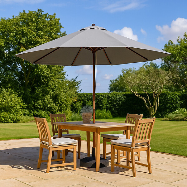 CONCEPT USINE - Parasol  gris droit rond 3 x 3 m CANCUN - large