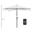 OUTSUNNY - Parasol en métal rond polyester 180g/m² manivelle inclinable Ø 2,95 x 2,5 m blanc - vignette