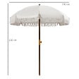 OUTSUNNY - Parasol droit de plage jardin style bohème à franges UV40+ crème - vignette