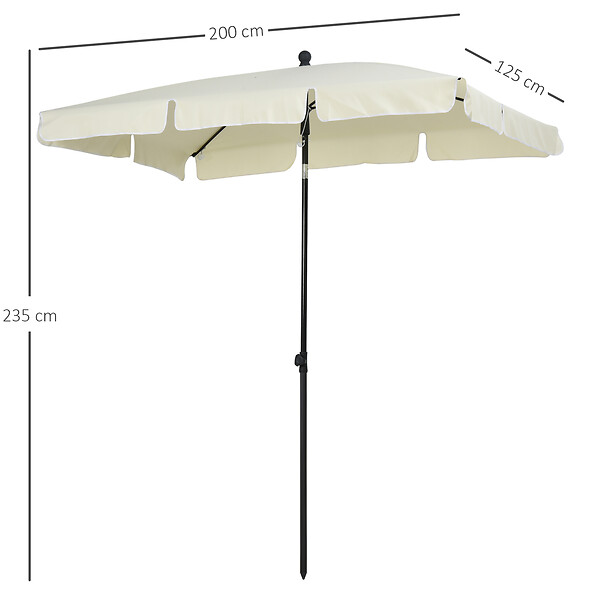 OUTSUNNY - Parasol rectangulaire inclinable alu acier polyester haute densité diamètre 2 m beige clair - large