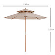 OUTSUNNY - Parasol en bois peuplier droit 2 toits polyester 180 g/m² dia. 2,65 x 2,64H m beige - vignette