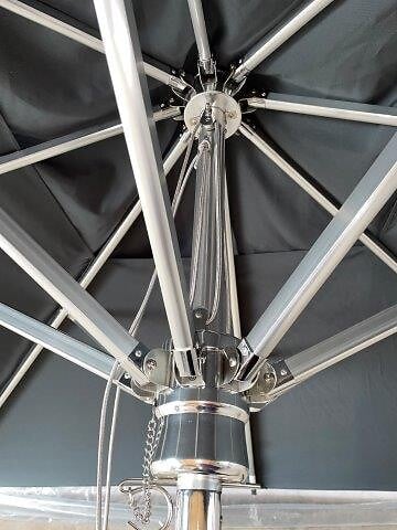 PROLOISIRS - Parasol en aluminium mat central à 8 baleines - 3 x 3 m - inox/grey - large