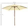 OUTSUNNY - Outsunny Parasol droit hexagonal grande taille de jardin Ø 2,5 x 2,3H m bois de bambou crème - vignette