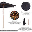OUTSUNNY - Parasol droit hexagonal grande taille de jardin Ø 2,5 x 2,3H m bois de bambou noir - vignette