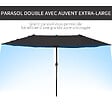 OUTSUNNY - Parasol de jardin XXL parasol grande taille 4,6L x 2,7l x 2,4H m ouverture fermeture manivelle acier polyester haute densité noir - vignette