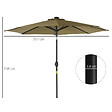 OUTSUNNY - Parasol octogonal inclinable Ø 2,67 x 2,4 m lumineux solaire 24 LED polyester haute densité 180 g/m² kaki - vignette