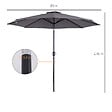 OUTSUNNY - Parasol en métal rond polyester 180g/m² manivelle inclinable Ø 2,95 x 2,5 m gris - vignette