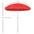 OUTSUNNY - Parasol inclinable octogonal Ø 190 cm tissu polyester haute densité anti-UV hauteur réglable mât alu sac de transport inclus rouge - vignette