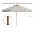 OUTSUNNY - Parasol droit rond grande taille de jardin Ø 3,25 x 2,5H m bois de bambou polyester gris - vignette
