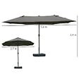 OUTSUNNY - Parasol de jardin XXL dim. 4,6L x 2,7l x 2,4H m ouverture fermeture manivelle pied & contrepoids inclus acier polyester haute densité gris - vignette