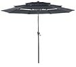 PROLOISIRS - Parasol droit en aluminium 3 strates inclinable manivelle 300/6 cm - gris - vignette