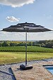 PROLOISIRS - Parasol droit en aluminium 3 strates inclinable manivelle 300/6 cm - gris - vignette