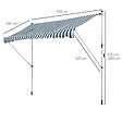 OUTSUNNY - Store banne manuel rétractable 3L x 1,5l m inclinaison et hauteur réglable installation rapide métal alu polyester anti-UV vert blanc rayé - vignette