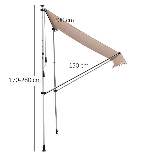 OUTSUNNY - Store banne manuel rétractable 2L x 1,5l x 1,7-2,8H m inclinaison réglable installation rapide métal alu polyester beige - large