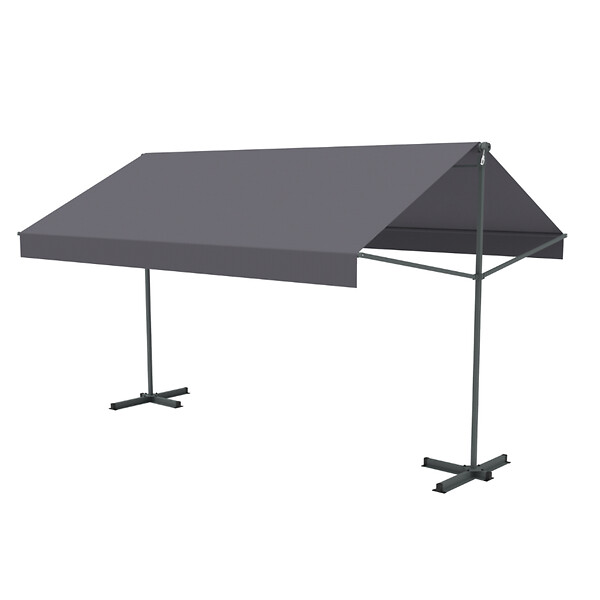 CONCEPT USINE - Store banne double pente manuel 2.95 x 3 m gris ISEO - large