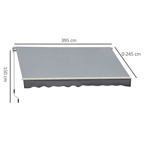 OUTSUNNY - Store banne manuel rétractable alu. polyester imperméabilisé haute densité 4 x 2,5 m gris - large