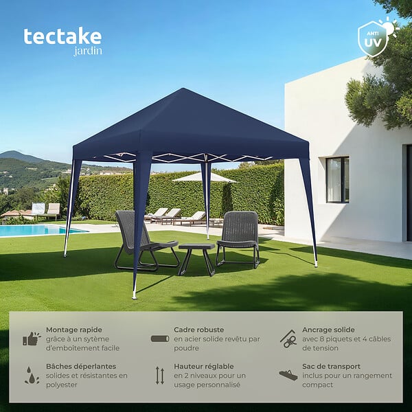 TECTAKE - Tonnelle pliable Linosa 3x3m bleu - large