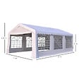 HOMCOM - Tente de réception tonnelle de jardin 4 parois amovibles portes zippées idéal pour fête mariage soirée 6 x 4 x 2,8 m acier toile polyéthylène 180 g/m² blanc - vignette