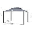 OUTSUNNY - Tonnelle barnum pavillon de jardin style colonial double toit toile moustiquaires et toiles amovibles 3,9L x 2,9l x 2,8H m gris - vignette