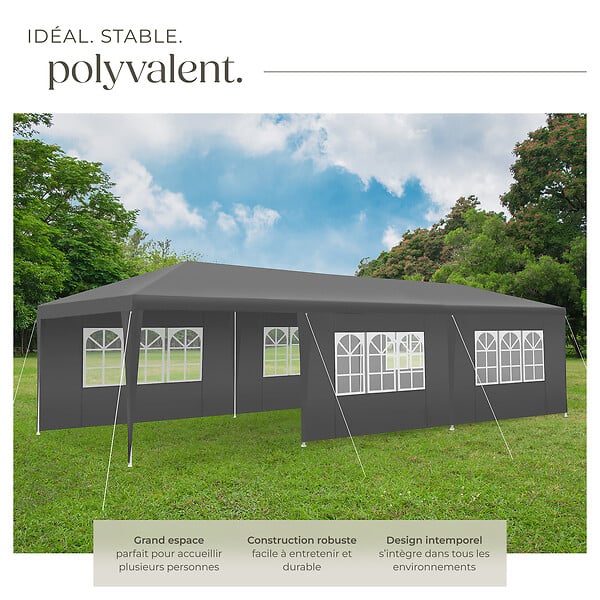 TECTAKE - Pavillon imperméable MIRAMAS avec 8 côtés gris - large