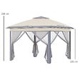 OUTSUNNY - Tonnelle barnum automatique pop-up dim. 3,3L x 3,3l x 2,88H m moustiquaires sac transport métal oxford marron beige - vignette