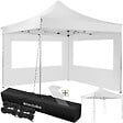 TECTAKE - Pavillon de jardin pliable en aluminium 3 x 3 m avec 2 parois latérales blanc - vignette