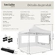 TECTAKE - Pavillon de jardin pliable en aluminium 3 x 3 m avec 2 parois latérales blanc - vignette