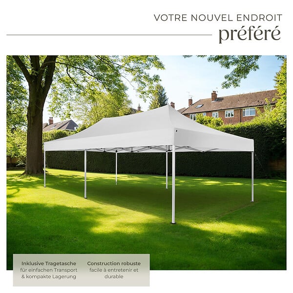 TECTAKE - Tonnelle 6 x 3 m avec 2 rideaux blanc - large