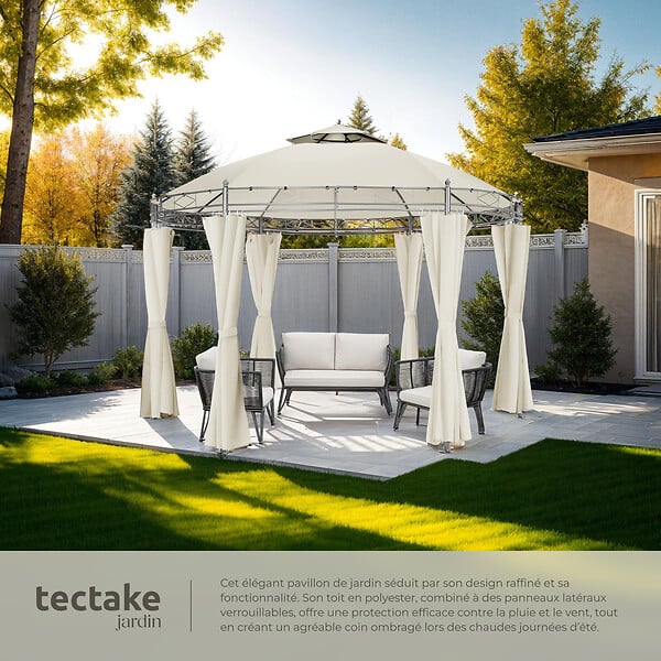TECTAKE - Tonnelle ⌀ 3,5 m SIANA crème - large