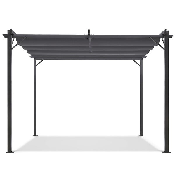 ID MARKET - Pergola toit rétractable 4 pieds 3x4 M tonnelle gris anthracite - large