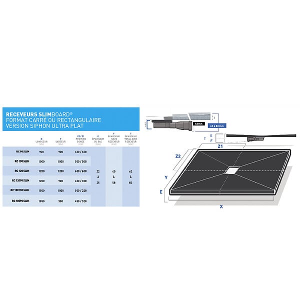 U-TILE - Receveur de douche à carreler ultra plat 150 x 100 cm x 22 mm - large