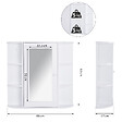 HOMCOM - Armoire murale salle de bain armoire à glace placard de rangement toilettes 1 porte + étagères latérales MDF blanc - vignette