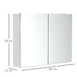 HOMCOM - Armoire miroir de salle de bain armoire murale double portes et étagères dim. 80L x 15l x 60H cm MDF blanc - vignette