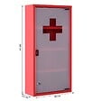 HOMCOM - Armoire à pharmacie 3 étagères 4 niveaux verrouillable porte verre trempé dépoli logo croix 30L x 12l x 60H cm acier inox rouge - vignette