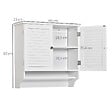 KLEANKIN - Armoire haute murale salle de bain ou WC - placard 2 portes persiennes avec étagère - porte-serviette - MDF blanc - vignette