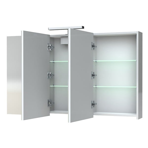 ALLIBERT - Armoire miroir de toilette éclairante 120 cm Juno 3 portes tryptique - large