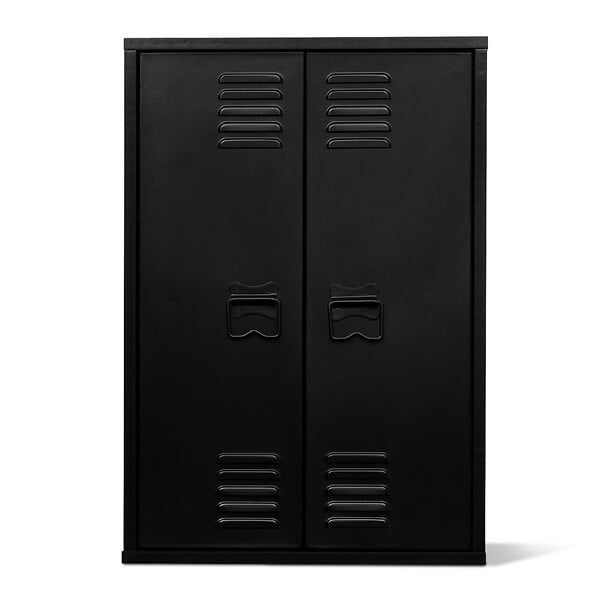 ID MARKET - Armoire murale ESTER 2 portes métal noir design industriel - large
