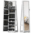 HOMCOM - Armoire à bijoux pivotante verrouillable avec miroir - armoire bijoux multi-rangement - MDF gris clair - vignette