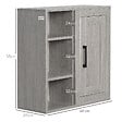 KLEANKIN - Armoire haute murale de salle de bain ou WC placard 1 porte 3 niches dim. 48L x 20l x 50H cm panneaux particules gris - vignette