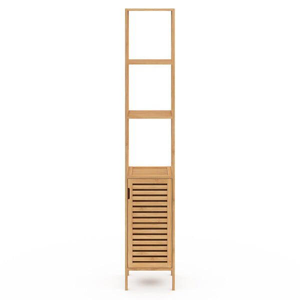 ID MARKET - Meuble colonne salle de bain bambou BEA 1 porte - large