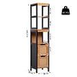 HOMCOM - Meuble colonne rangement salle de bain style cosy dim. 30L x 30l x 144H cm 3 étagères 2 tiroirs bambou MDF noir - vignette
