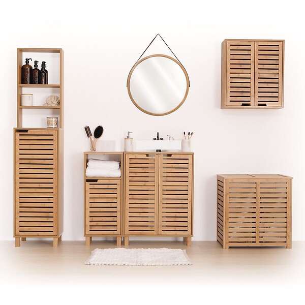 5 FIVE SIMPLY SMART - Meuble de rangement Colonne en Bambou 1 Porte H 168 cm - large