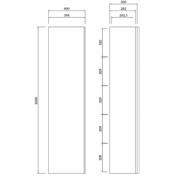 CERSANIT - Meuble colonne de salle de bain 160 cm blanc brillant - poignées noires - Virgo - large