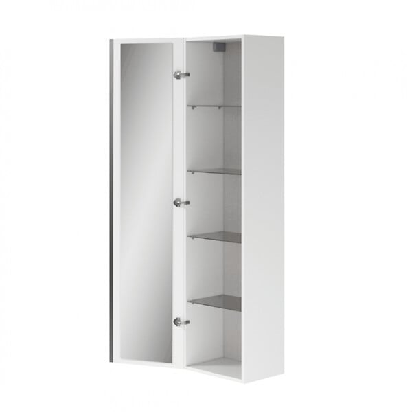 CERSANIT - Meuble colonne de salle de bain 160 cm blanc brillant - poignées noires - Virgo - large