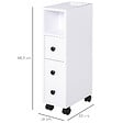 HOMCOM - Meuble bas colonne rangement salle de bain à roulettes blanc dim. 18L x 30l x 68,5H cm - vignette