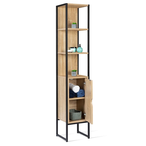 ID MARKET - Meuble colonne salle de bain DETROIT 1 porte design industriel - large