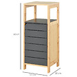 HOMCOM - Meuble colonne rangement salle de bain style cosy dim. 32L x 30l x 80H cm porte étagères niche bambou gris - vignette