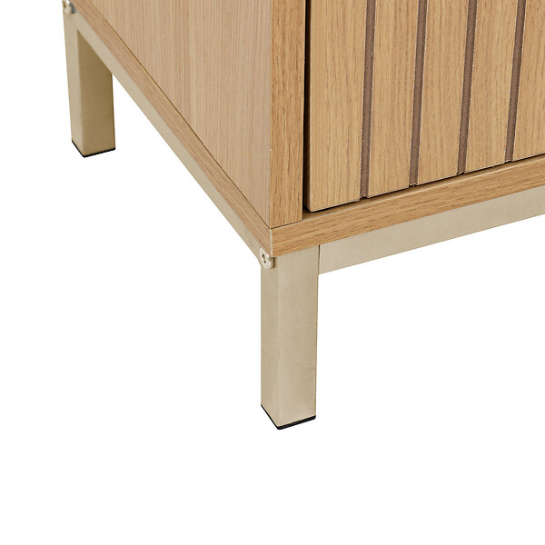 5 FIVE SIMPLY SMART - Meuble Colonne de rangement 1 porte 2 étagères 3 niches H 168 cm - Naturel - large