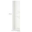KLEANKIN - Meuble colonne rangement salle de bain style contemporain façade laquée 2 portes 3 étagères tiroir panneaux MDF blanc - vignette